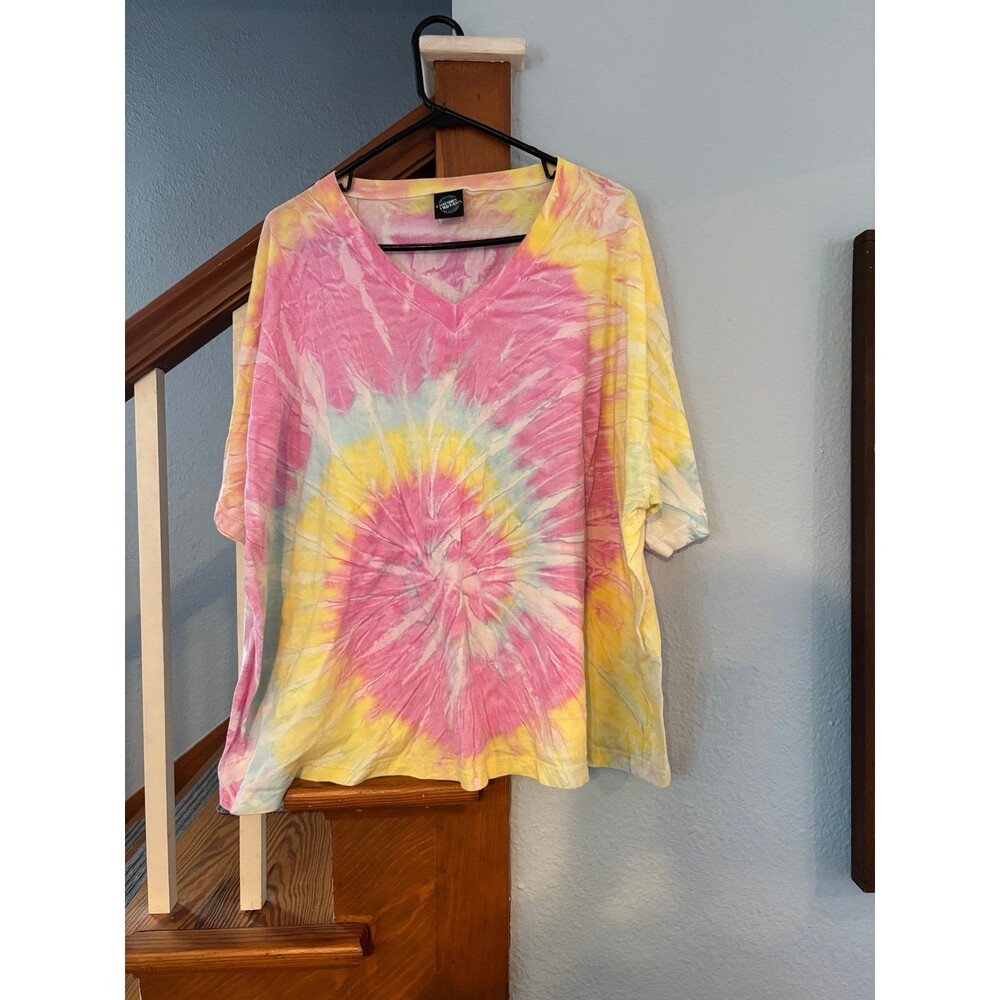 Common threads vtg tie dye shirt 3xl 4xl boxy grunge hippie v neck
